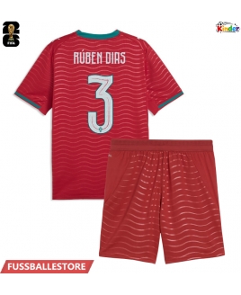 Günstige Portugal Ruben Dias #3 Heimtrikotsatz Kinder WM 2026 Kurzarm (+ Kurze Hosen)